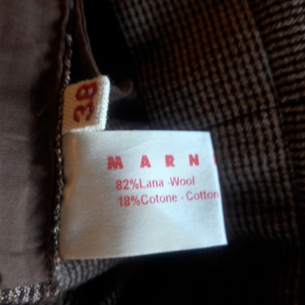 Marni Wool Pants Cuff Creased Button Fly 38 Italy 28 Waist Reddish Brown - Picture 6 of 8